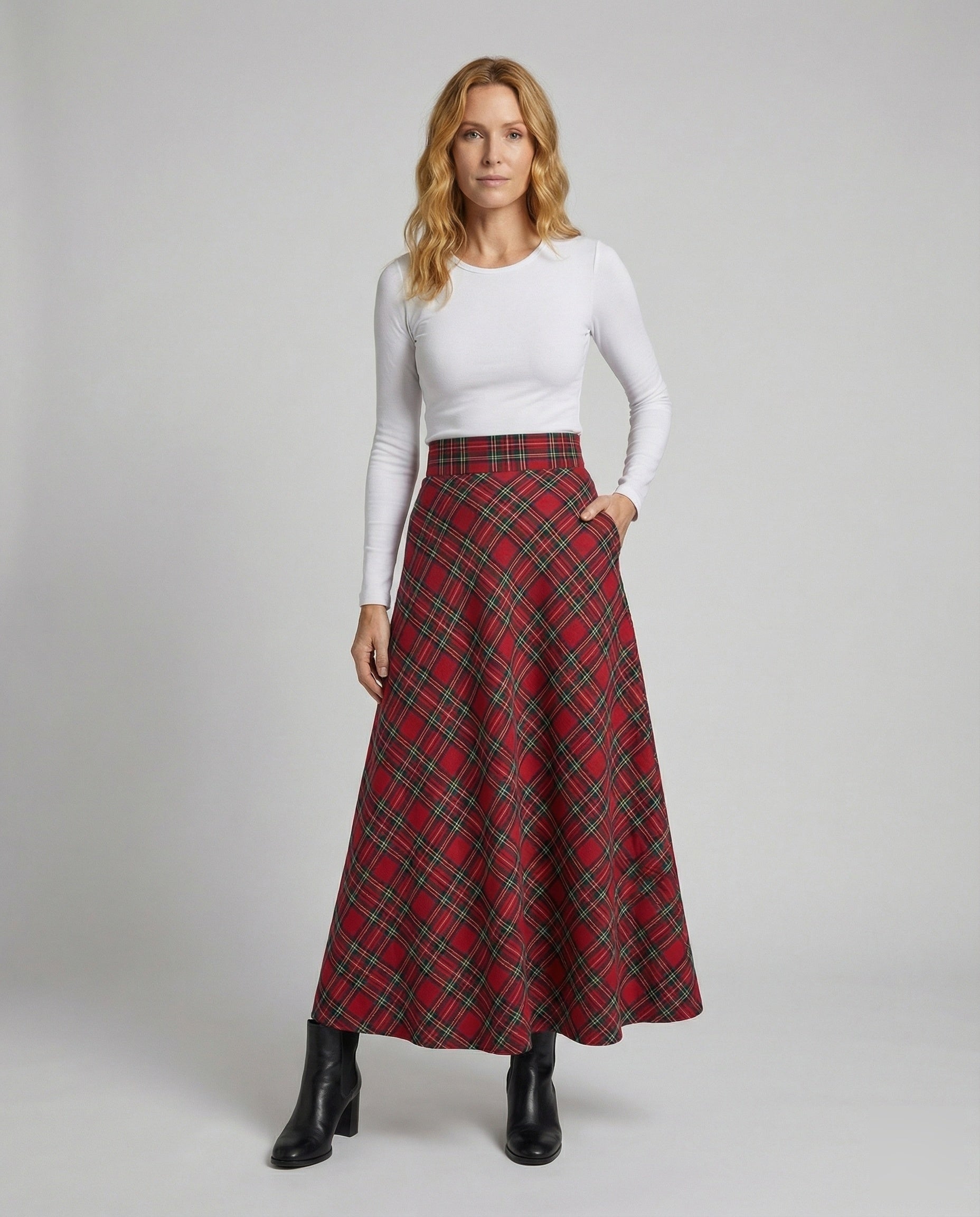 Gonna Maxi Donna a Quadri Taglio A-Linea - Brentozzi