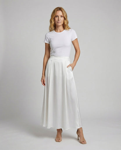 Gonna Maxi Donna in Satin Sintetico Svasata - Brentozzi