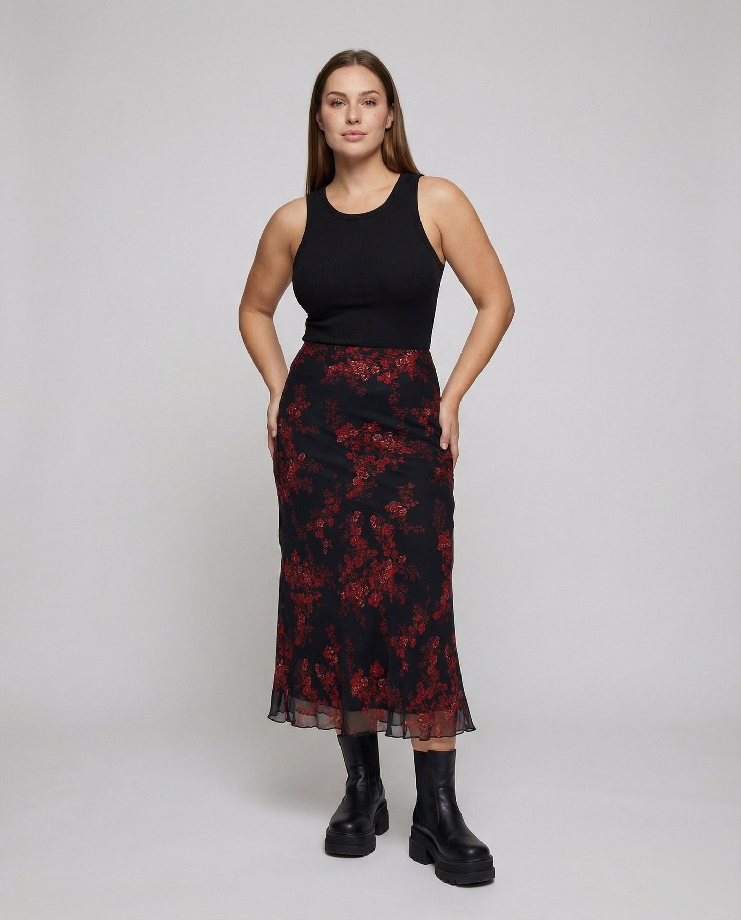 Gonna Donna in Chiffon con Ricamo Floreale - Brentozzi