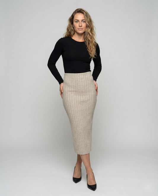 Gonna Tubino Donna in Maglia Costina Lunghezza Caviglia - Brentozzi