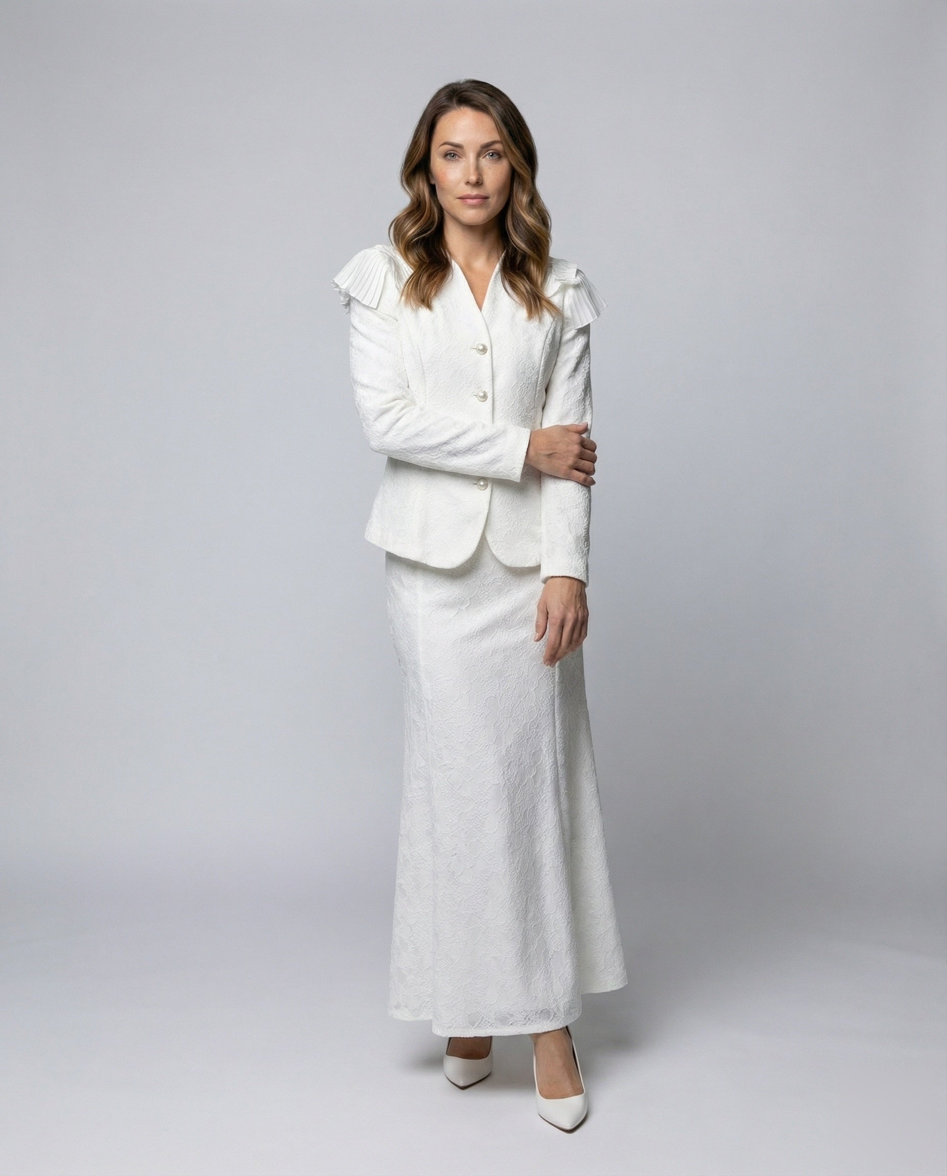Completo Donna in Pizzo con Blazer e Gonna a Linea A - Brentozzi