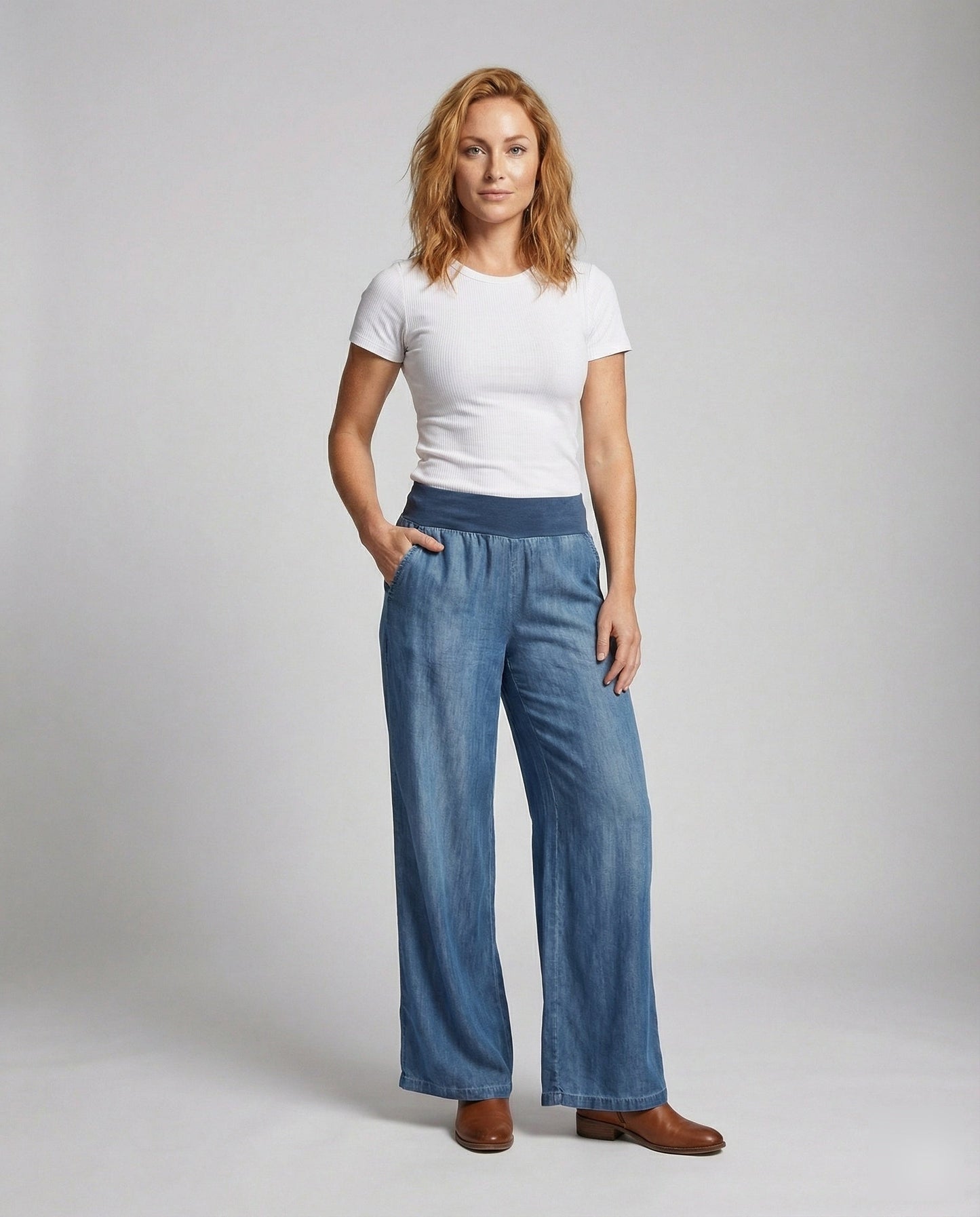 Pantaloni Palazzo Donna in Denim Vestibilità Comoda - Brentozzi