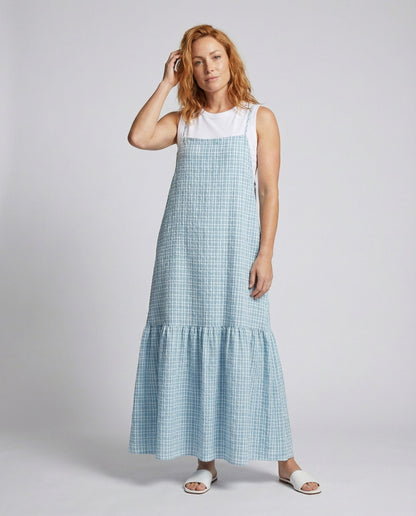 Abito Maxi Donna in Cotone Vichy Scollo a V - Brentozzi