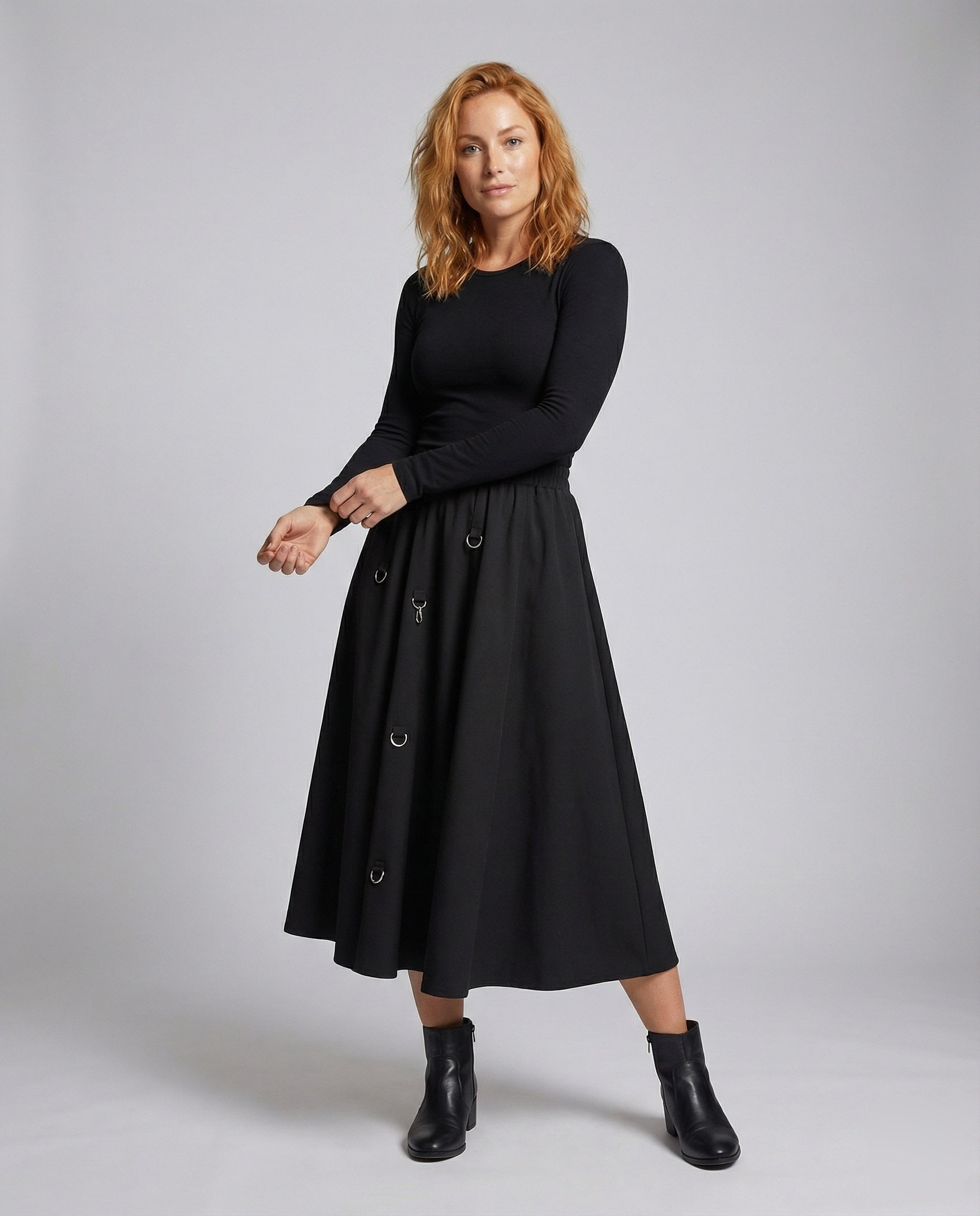 Gonna Midi Donna Voluminosa con Occhielli in Metallo - Brentozzi