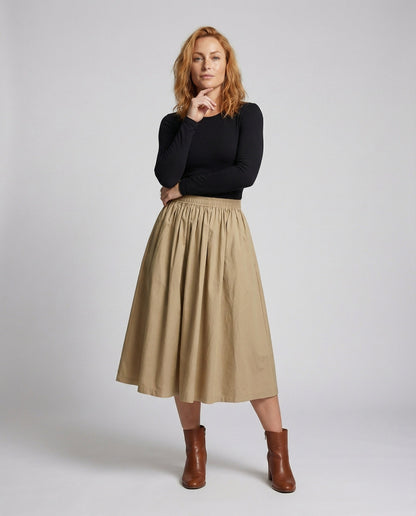 Gonna Midi Donna con Vita a Smock Ampia - Brentozzi