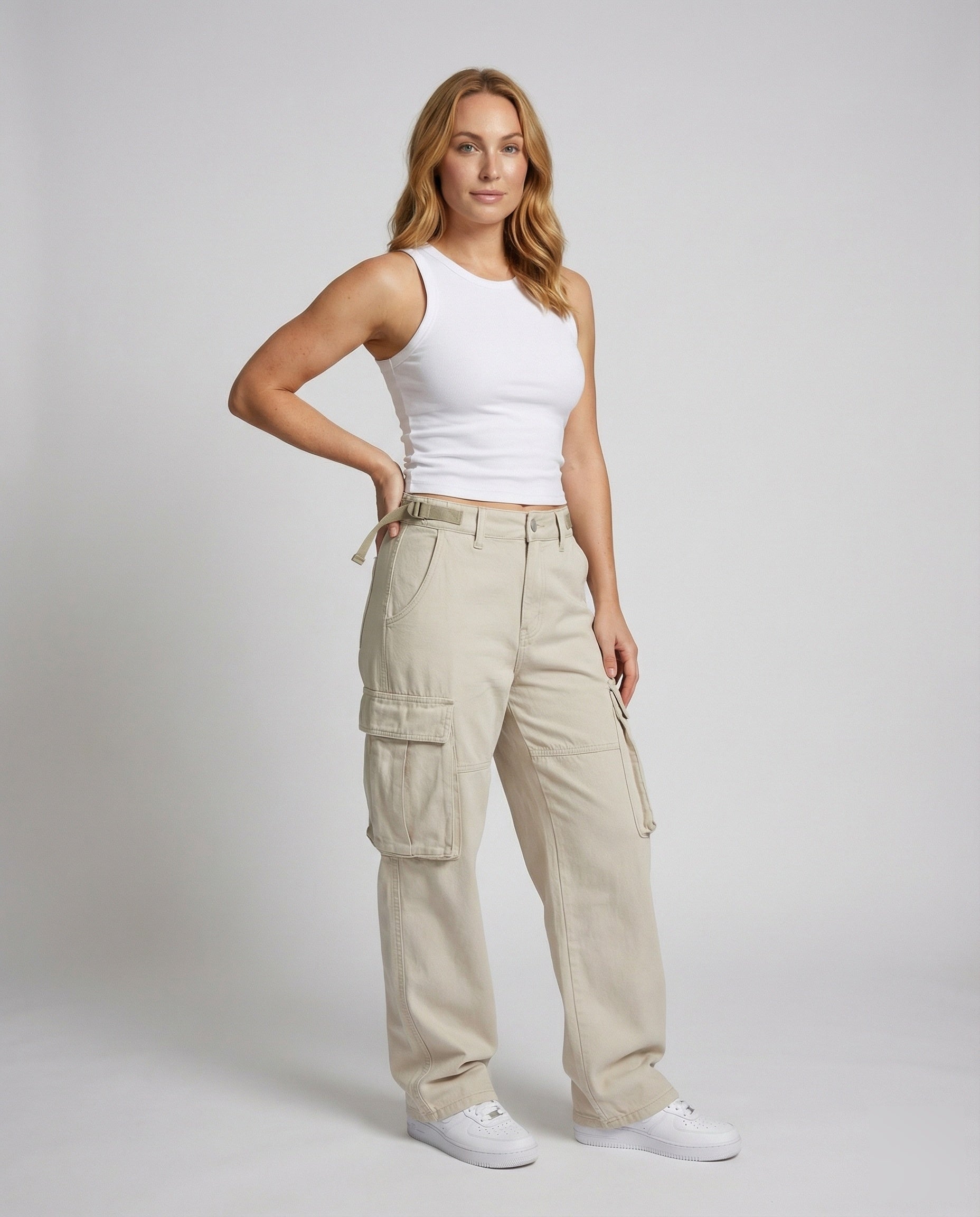 Pantaloni Cargo Donna Tasche con Patta Vestibilità Ampia - Brentozzi