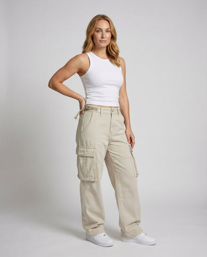 Pantaloni Cargo Donna Tasche con Patta Vestibilità Ampia - Brentozzi