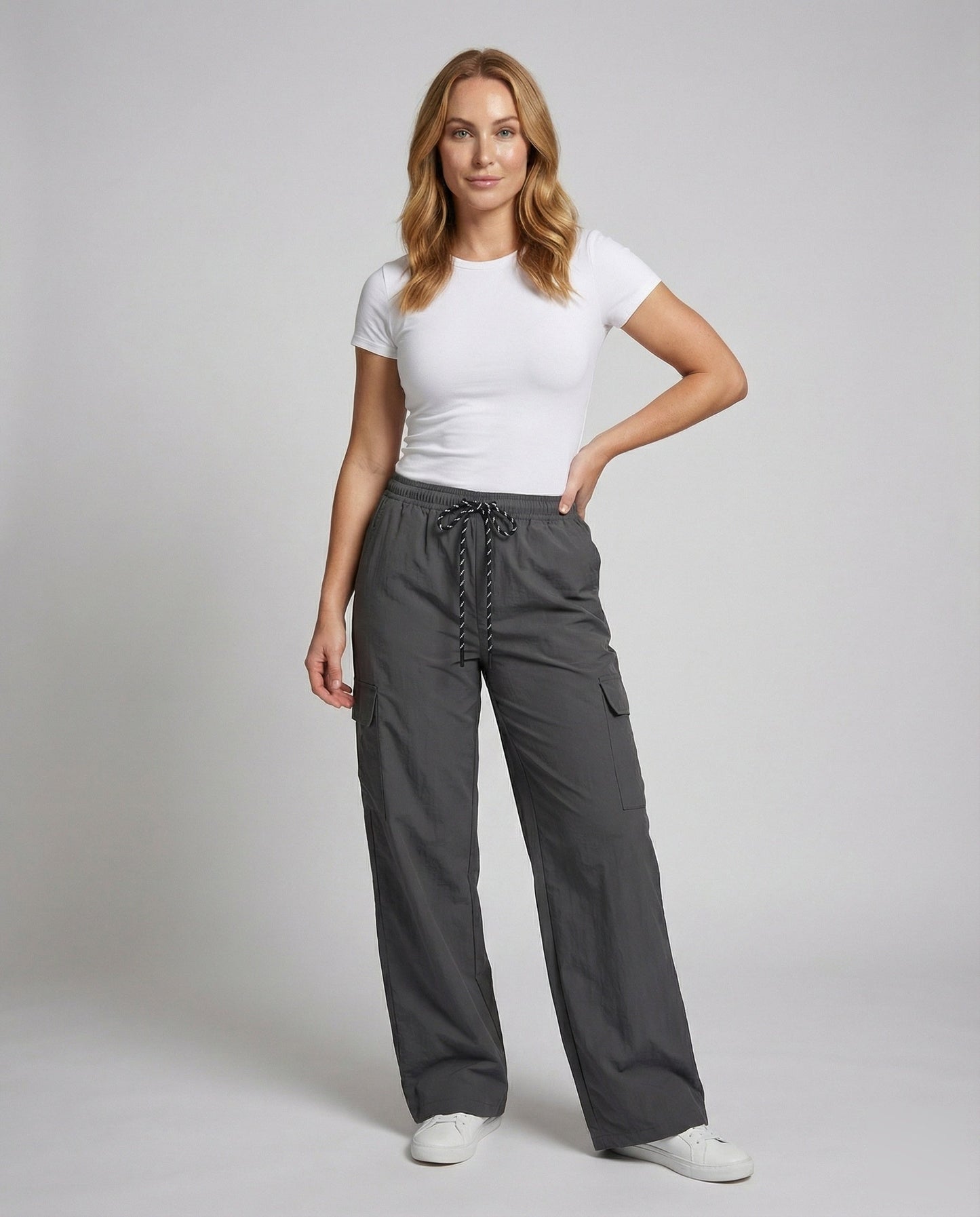 Pantaloni Cargo Donna Vita Regolabile Ampia - Brentozzi