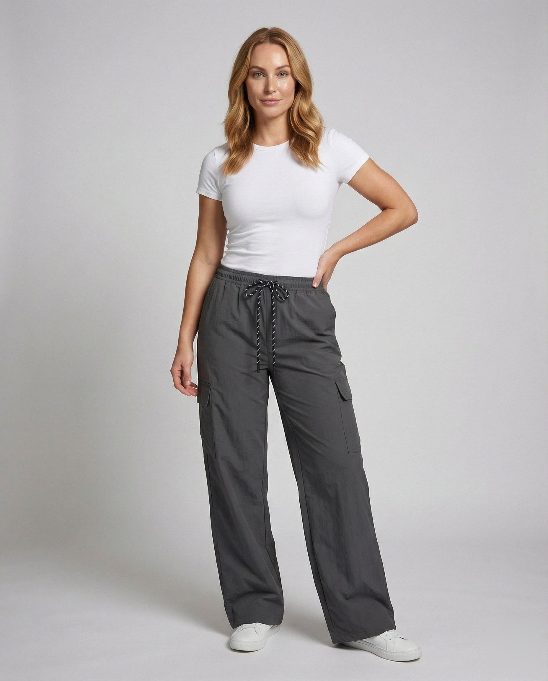 Pantaloni Cargo Donna Vita Regolabile Ampia - Brentozzi