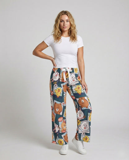 Pantaloni Pigiama Donna Ampi con Fiocco Decorativo - Brentozzi