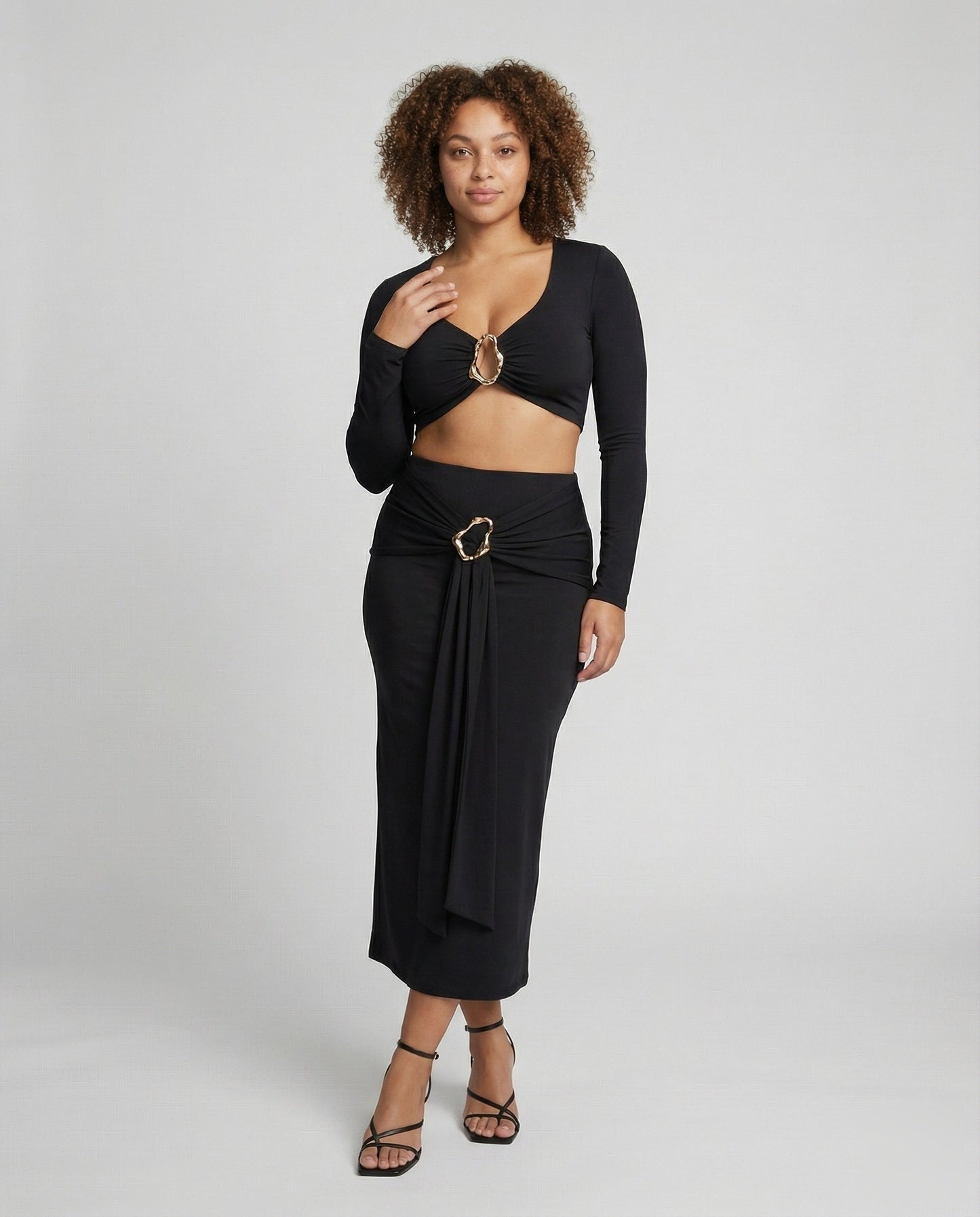 Set Donna Drappeggiato Crop e Gonna Lunga - Brentozzi