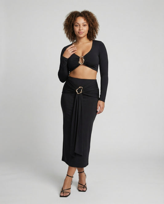 Set Donna Drappeggiato Crop e Gonna Lunga - Brentozzi