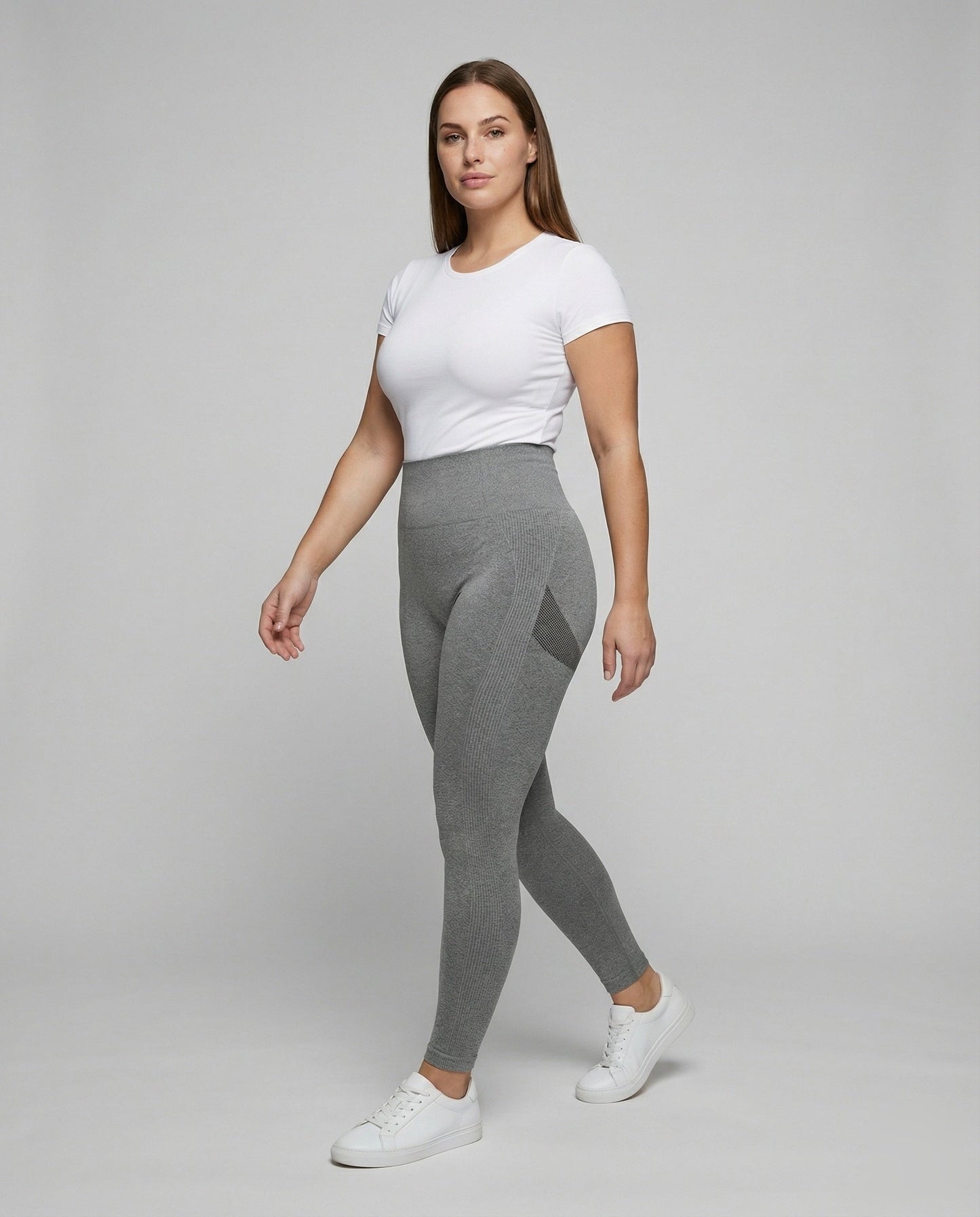Leggings Donna Compressione Senza Cuciture con Vita a Costine - Brentozzi