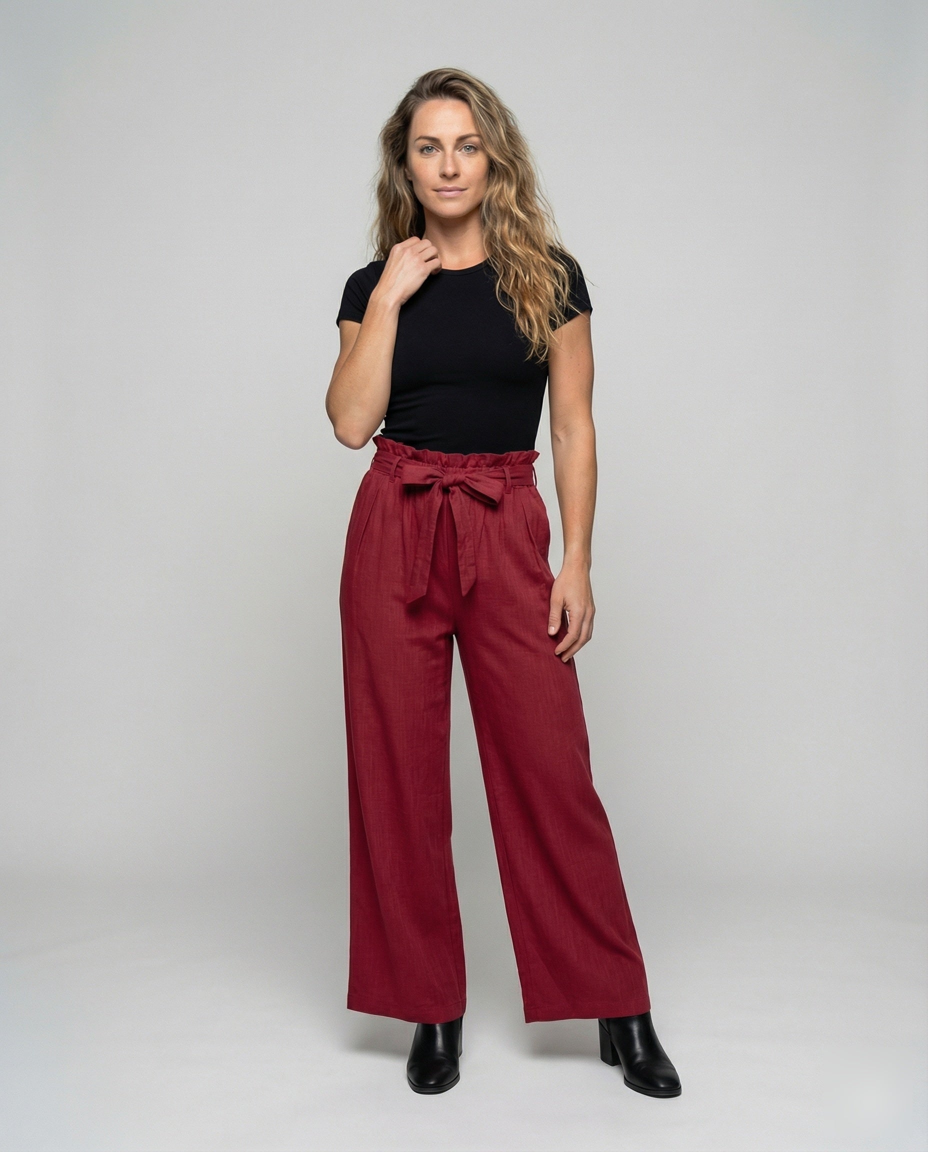 Pantaloni Palazzzo Donna Vita Alta Arricciata - Brentozzi
