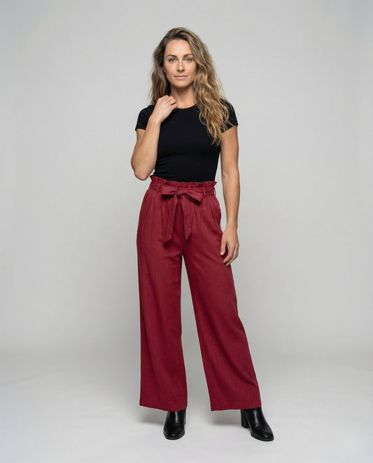 Pantaloni Palazzzo Donna Vita Alta Arricciata - Brentozzi