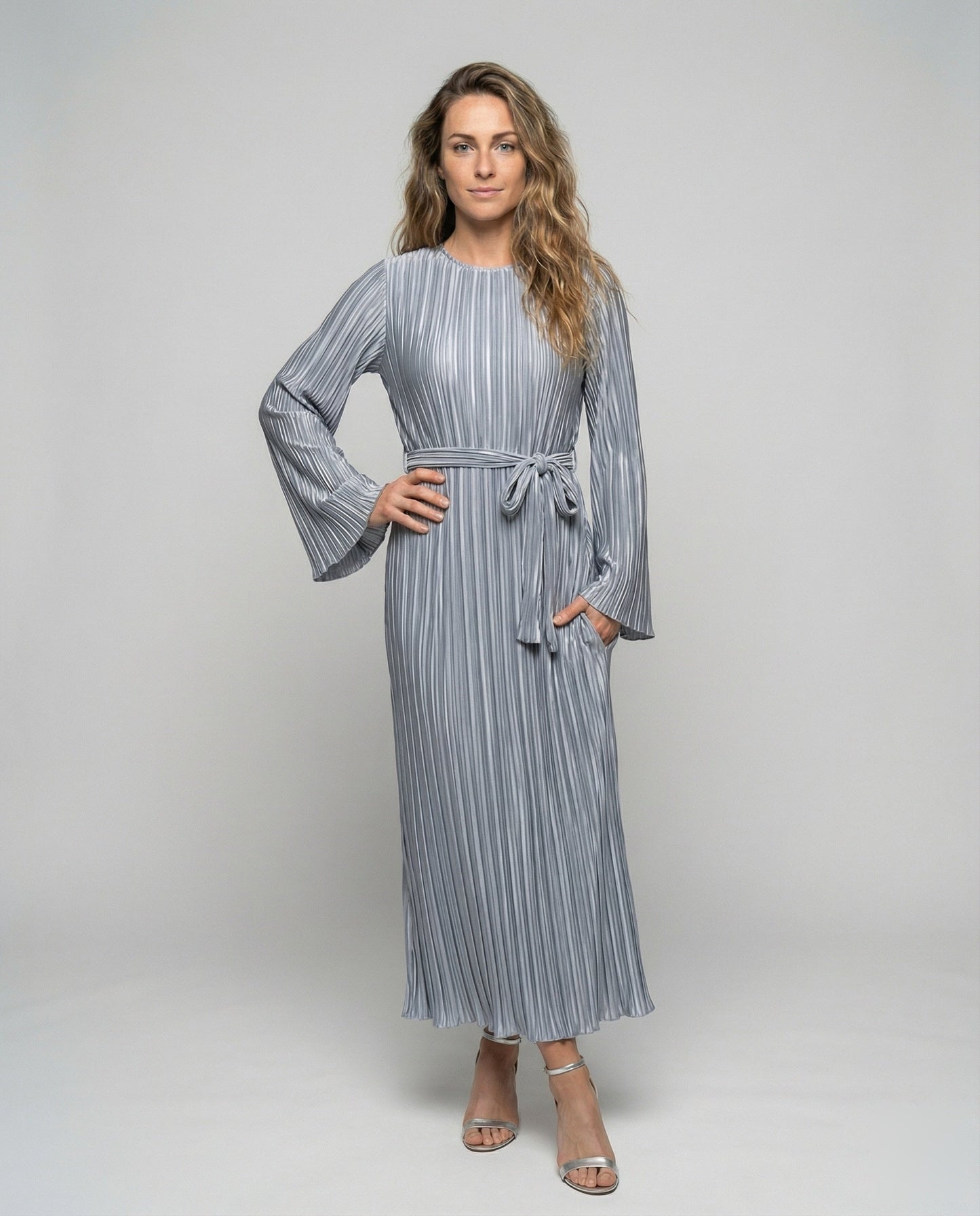Abito Maxi Donna Plissé Manica a Campana - Brentozzi