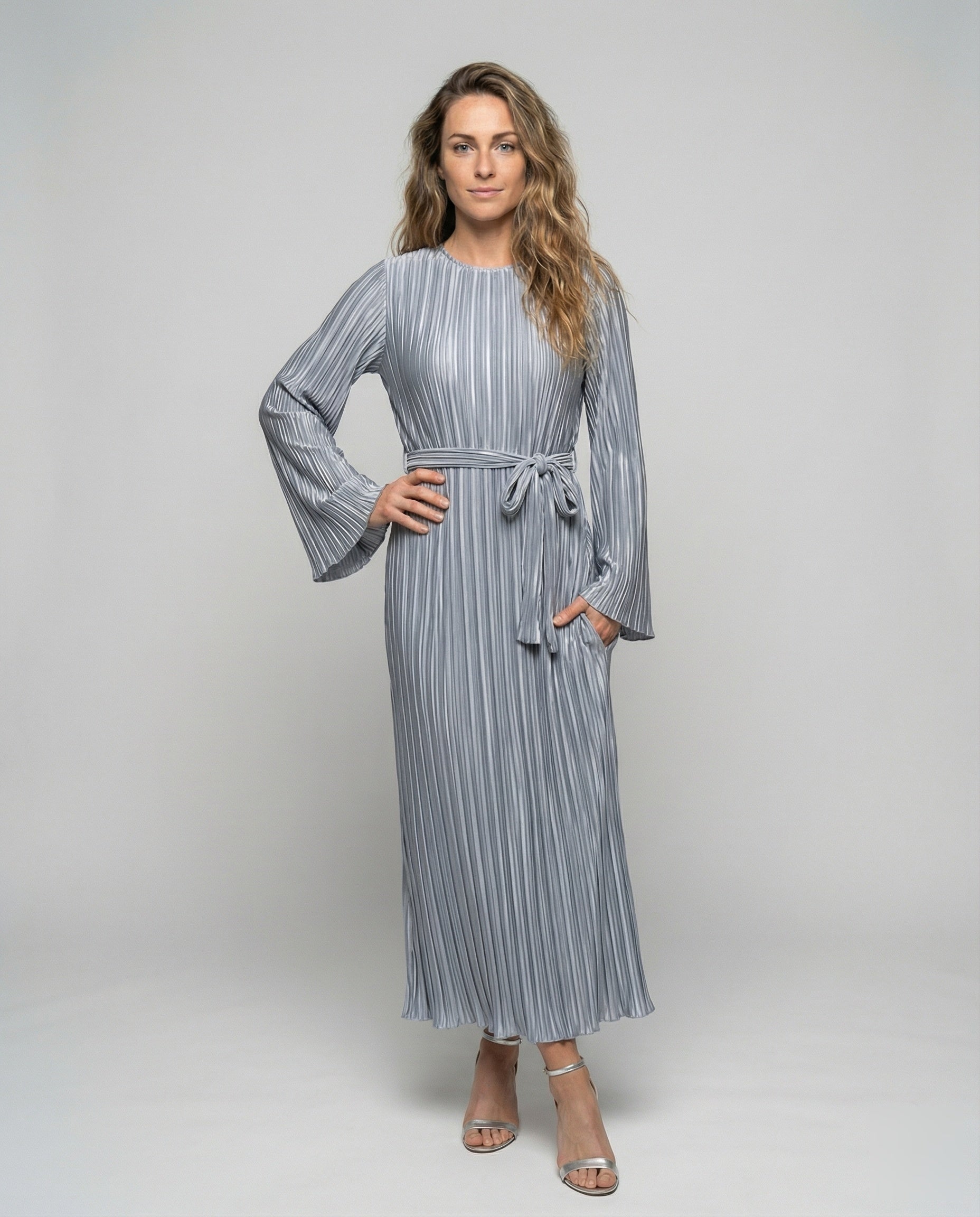 Abito Maxi Donna Plissé Manica a Campana - Brentozzi