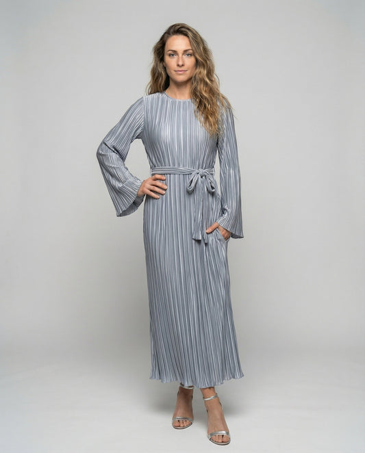 Abito Maxi Donna Plissé Manica a Campana - Brentozzi