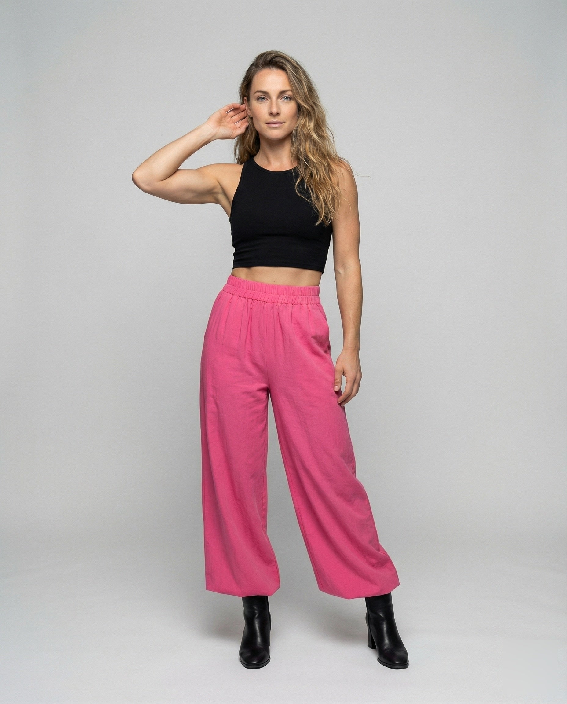 Pantaloni Maxi Donna Plissettati Effetto Lino Ampi - Brentozzi