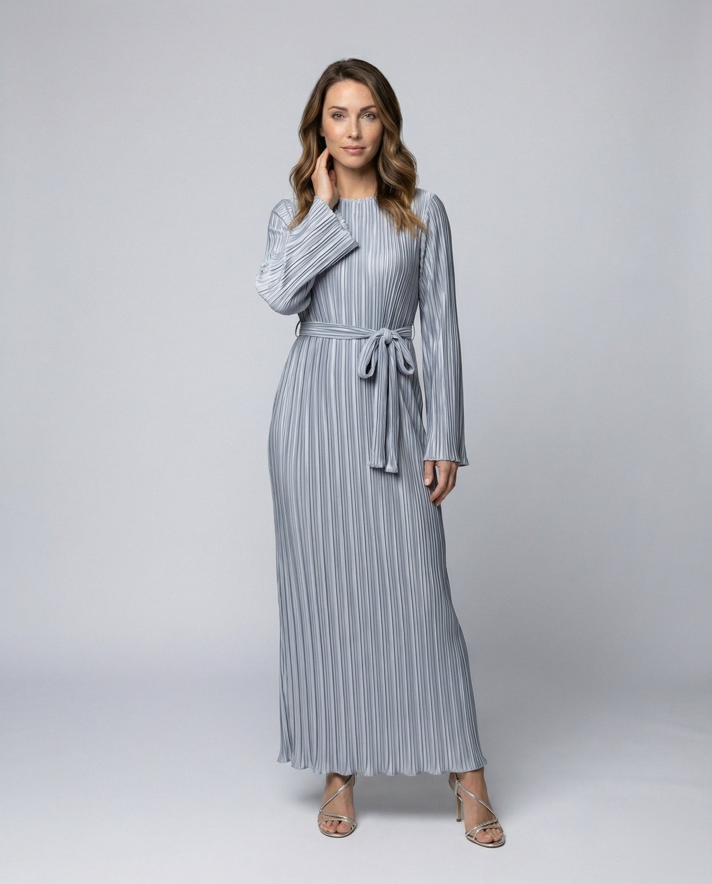 Abito Maxi Plissé Donna con Fascia in Vita - Brentozzi