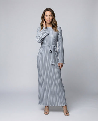 Abito Maxi Plissé Donna con Fascia in Vita - Brentozzi