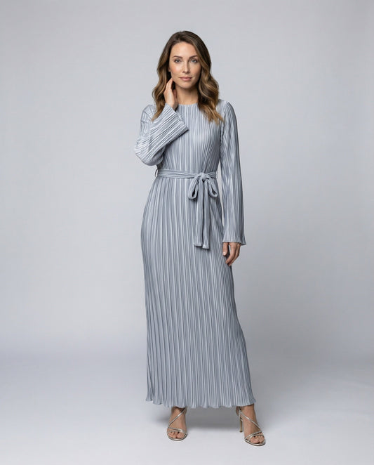 Abito Maxi Plissé Donna con Fascia in Vita - Brentozzi