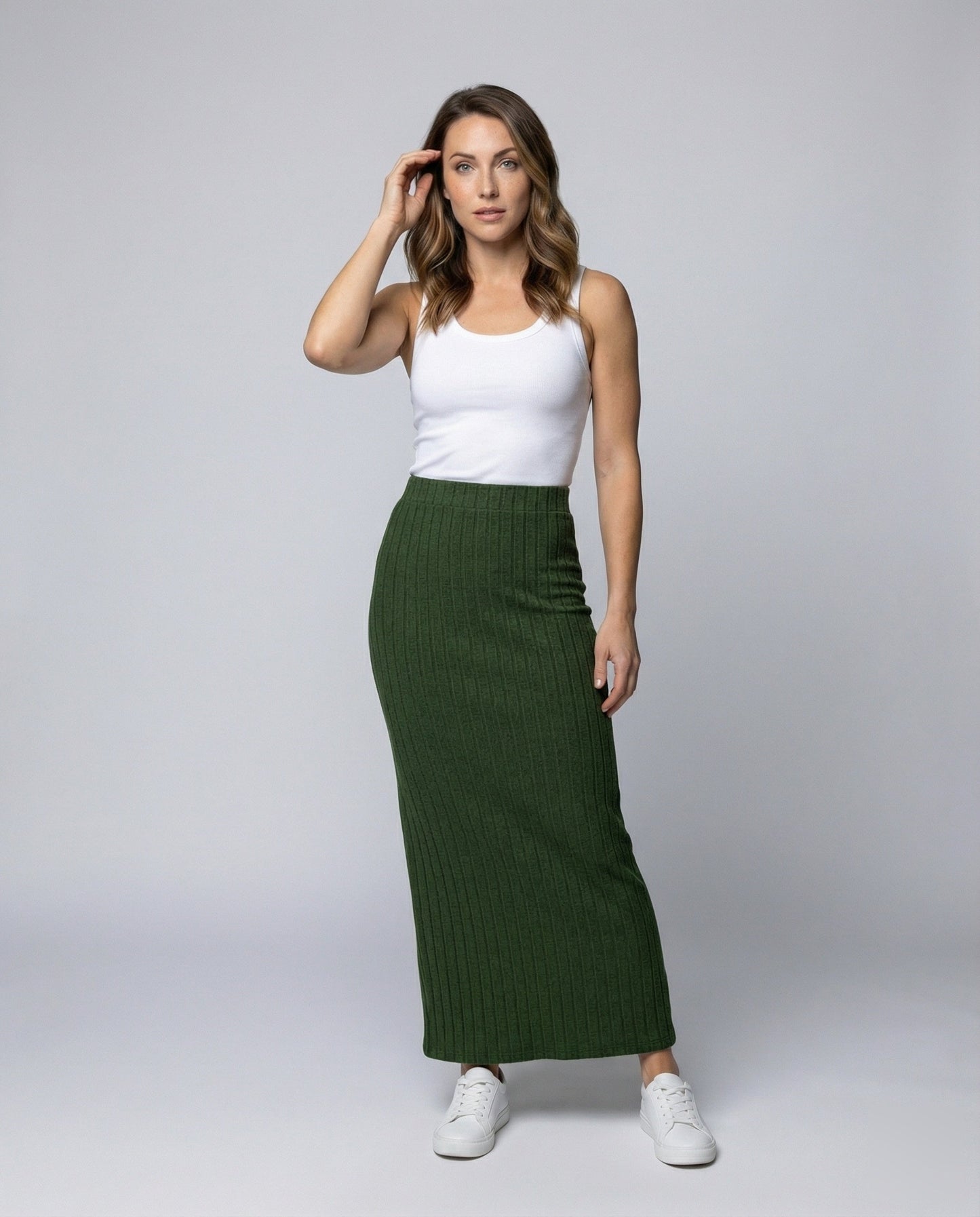 Gonna Maxi Donna in Maglia Costine Vita Alta Slim - Brentozzi