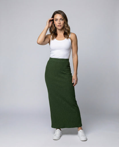 Gonna Maxi Donna in Maglia Costine Vita Alta Slim - Brentozzi