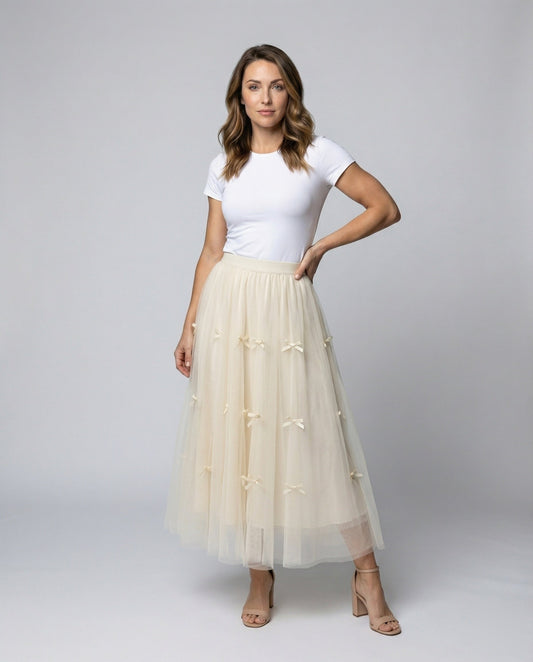 Gonna Multistrato Donna in Tulle con Dettagli a Fiocco - Brentozzi