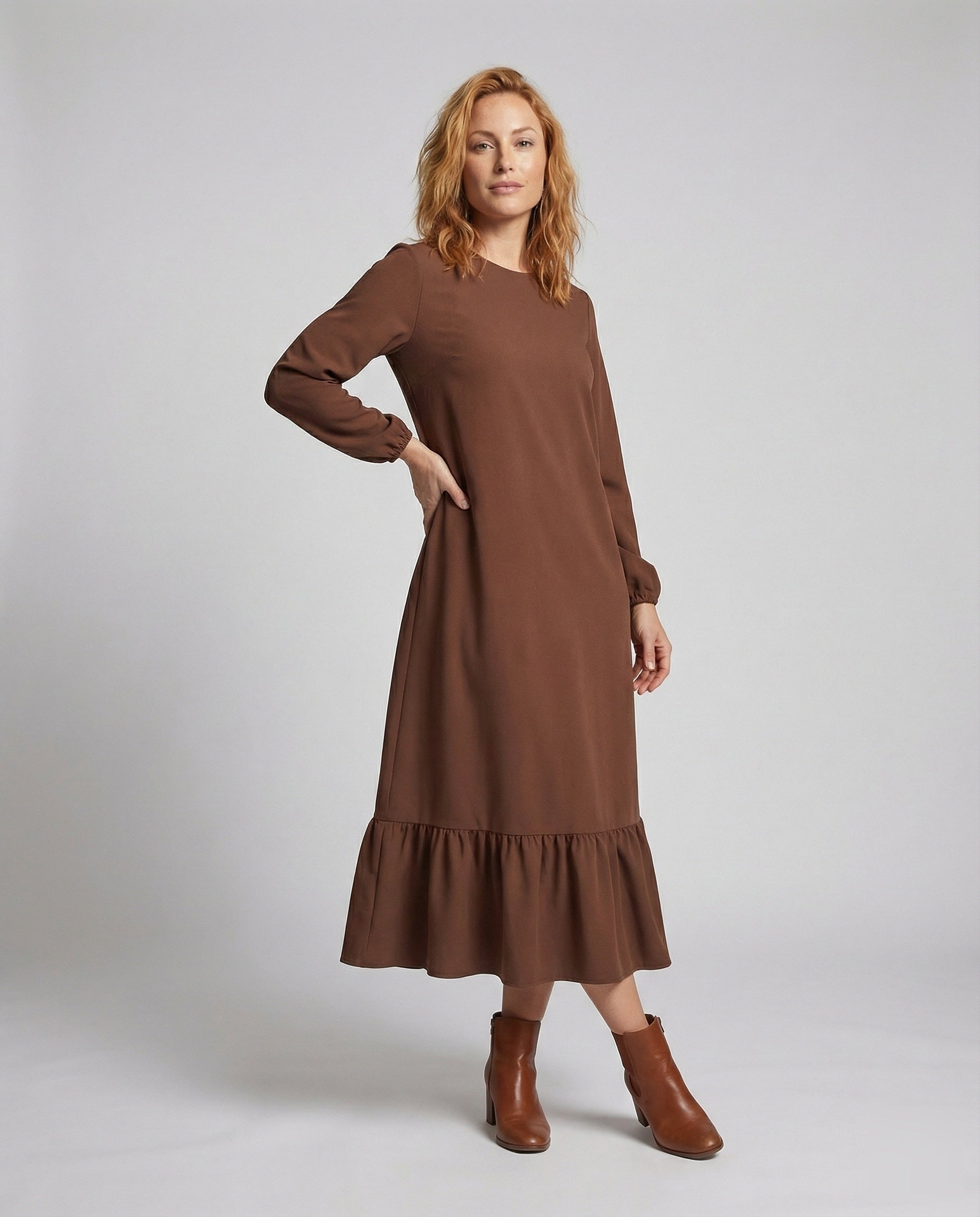 Abito Maxi Donna Semplice con Balze - Brentozzi