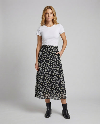 Gonna Svasata Donna Tessuto Leggero Stile Floreale - Brentozzi