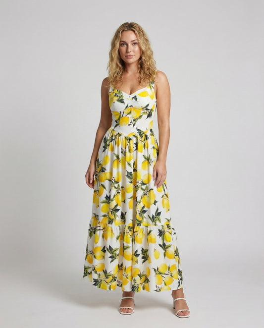 Abito Maxidress Donna Estivo Svasato con Volant - Brentozzi