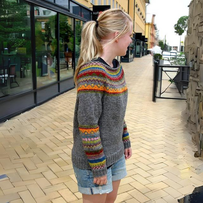Maglione Donna con Stampa Morbido e Stile Retrò