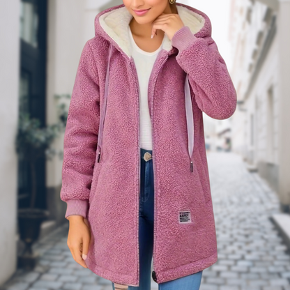 Cappotto Donna Teddy con Cappuccio Lunghezza Lunga