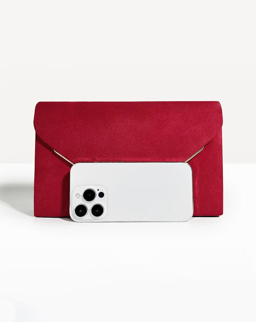 Clutch Donna in Velluto Effetto Camoscio Elegante