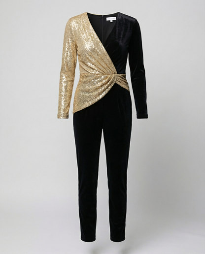 Tuta Elegante Donna con Paillettes Scollo Classico