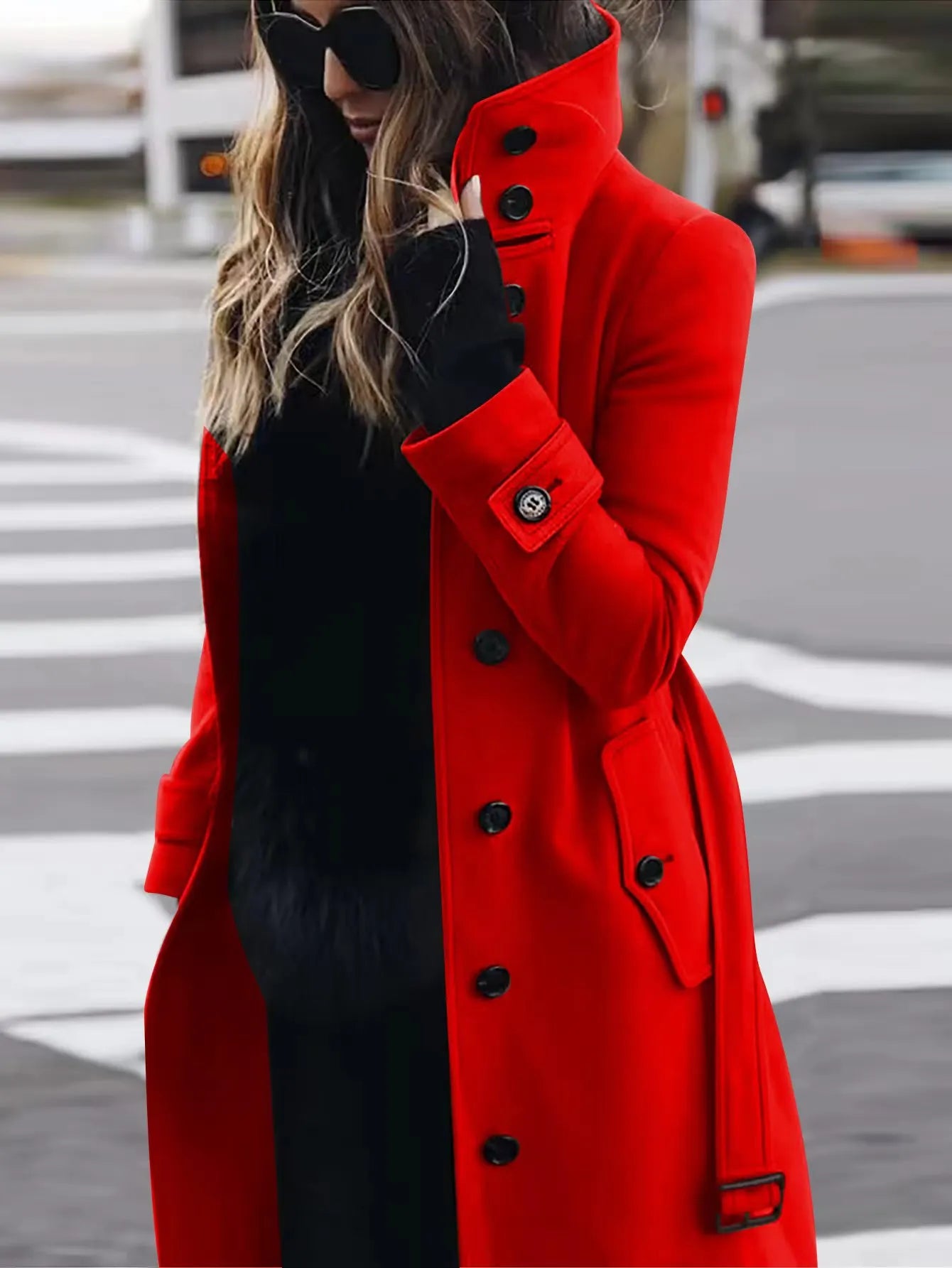 Trenchcoat Donna Impermeabile Cintura in Vita Lunghezza Lunga