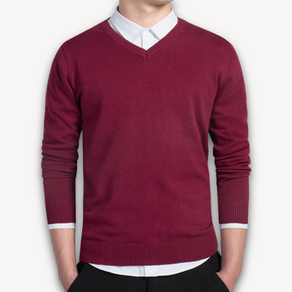 Maglione Uomo Scollo a V Taglio Slim Business Casual