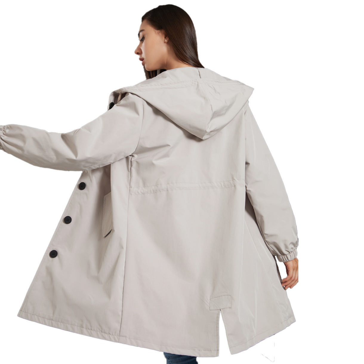 Giacca Antipioggia Donna con Cappuccio Impermeabile