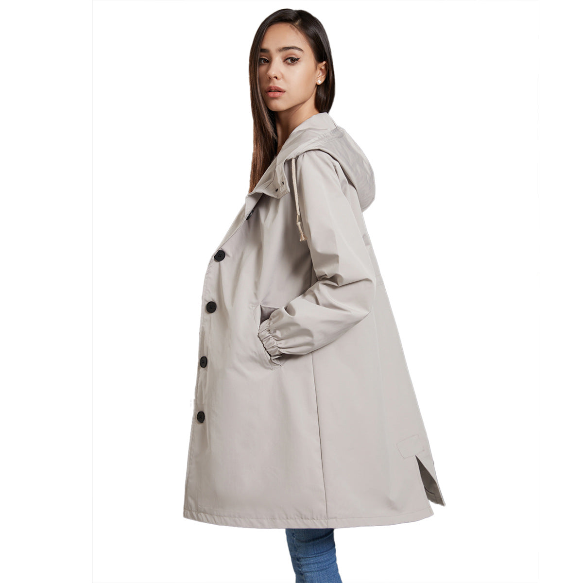 Giacca Antipioggia Donna con Cappuccio Impermeabile