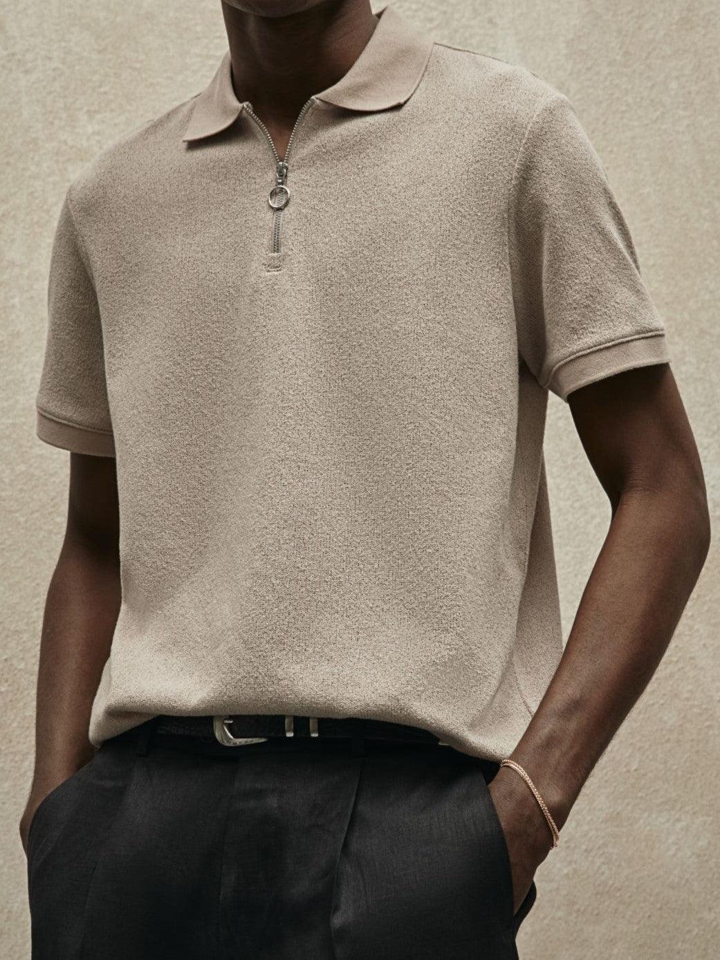 Polo Uomo in Maglia Moderna con Zip
