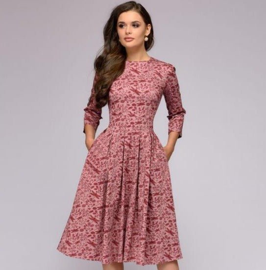 Abito Midi Donna Stampa Floreale Cerimonia