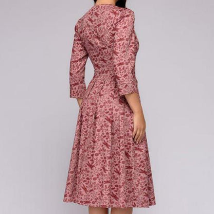 Abito Midi Donna Stampa Floreale Cerimonia
