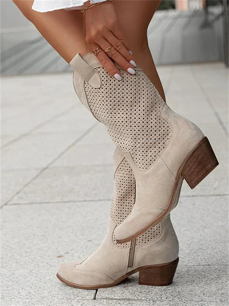Stivaletti Donna Stile Cowboy con Chiusura Lampo