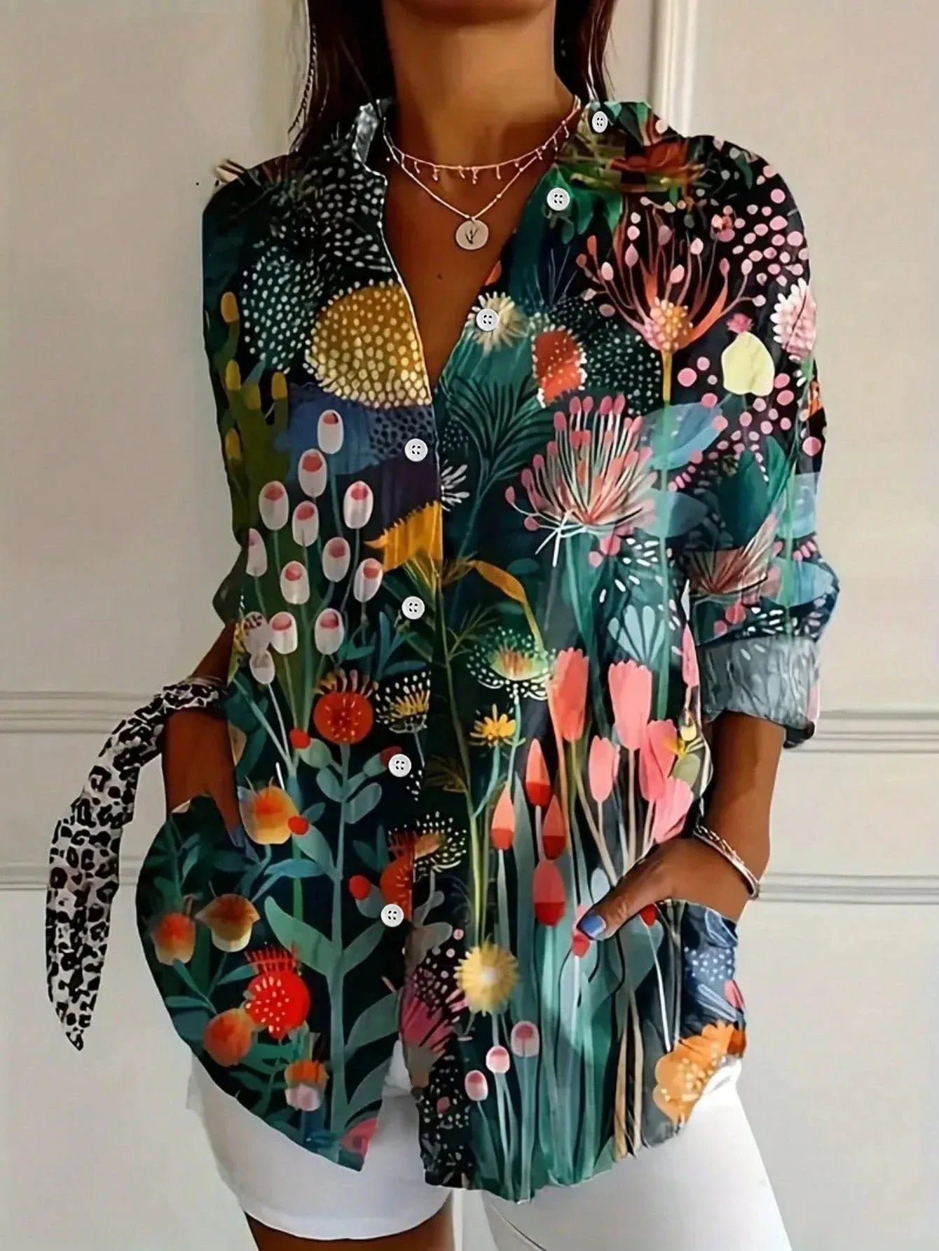 Rina | Donna Blusa Fantasia Colorata Verde