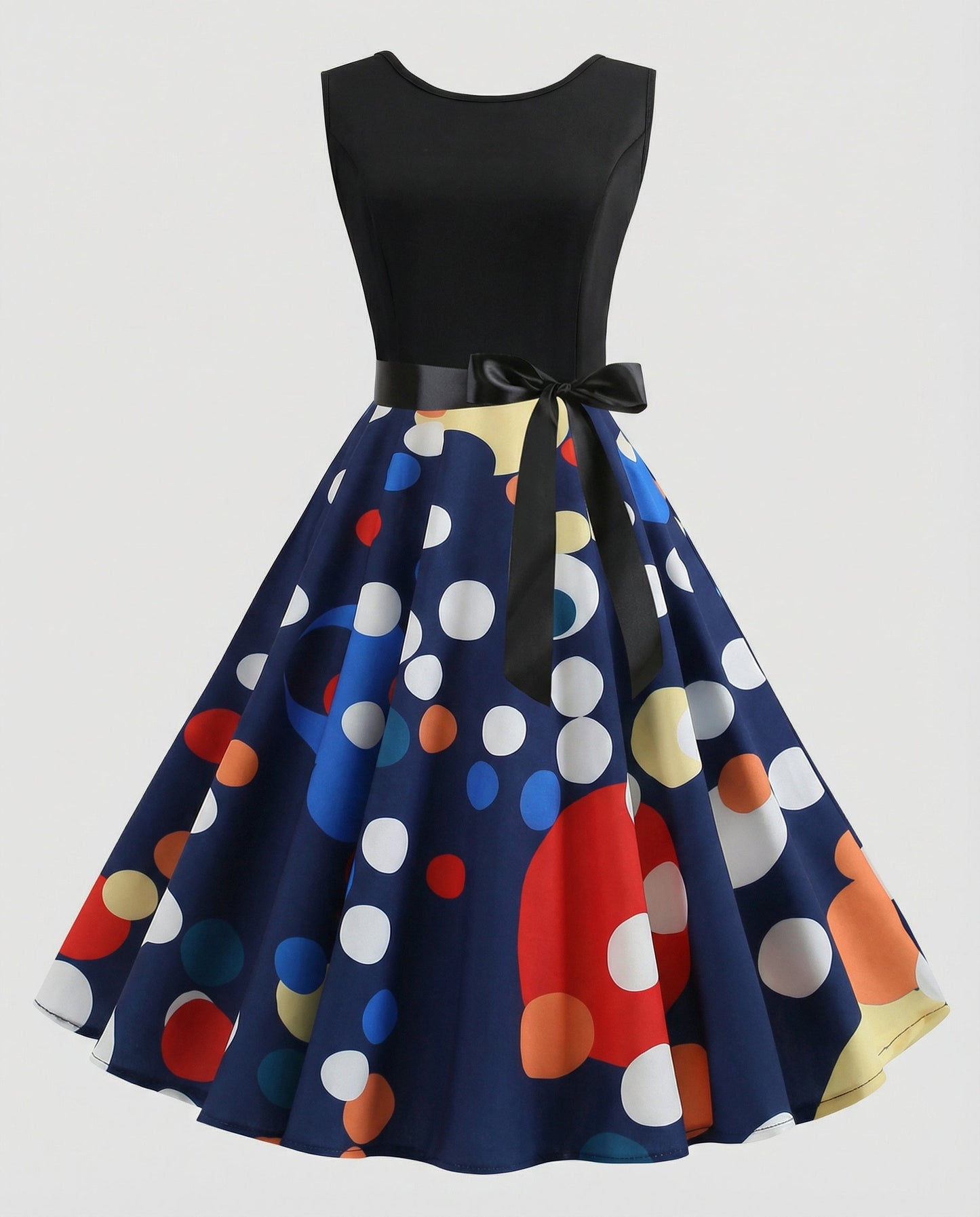 Abito Rockabilly Donna in Cotone Pois Svasato