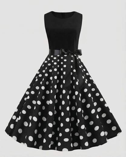 Abito Rockabilly Donna in Cotone Pois Svasato