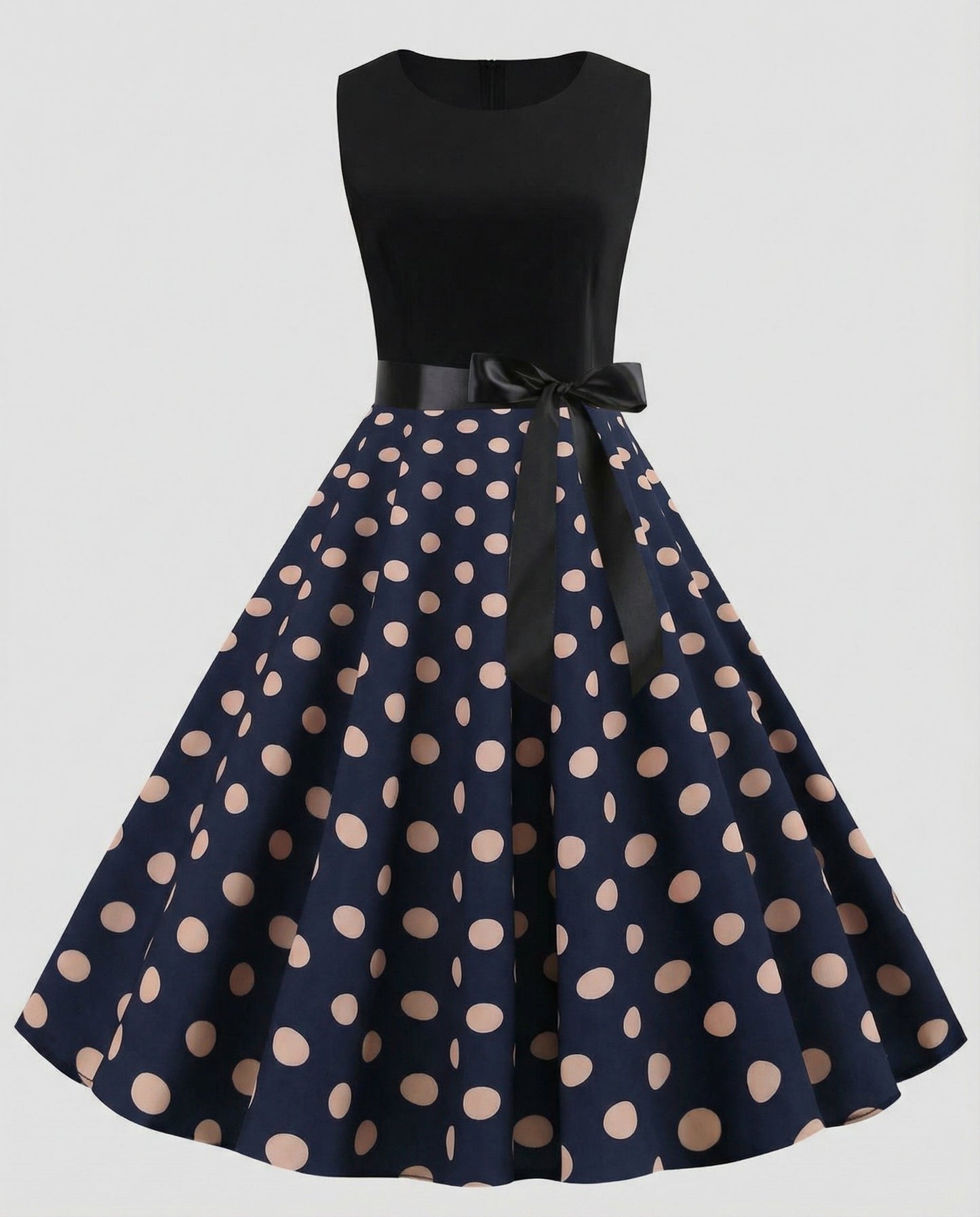 Abito Rockabilly Donna in Cotone Pois Svasato
