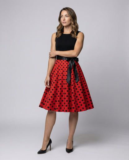 Abito Rockabilly Donna in Cotone Pois Svasato - Brentozzi