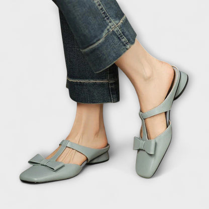 Pantofole Donna in Lino Punta Quadrata